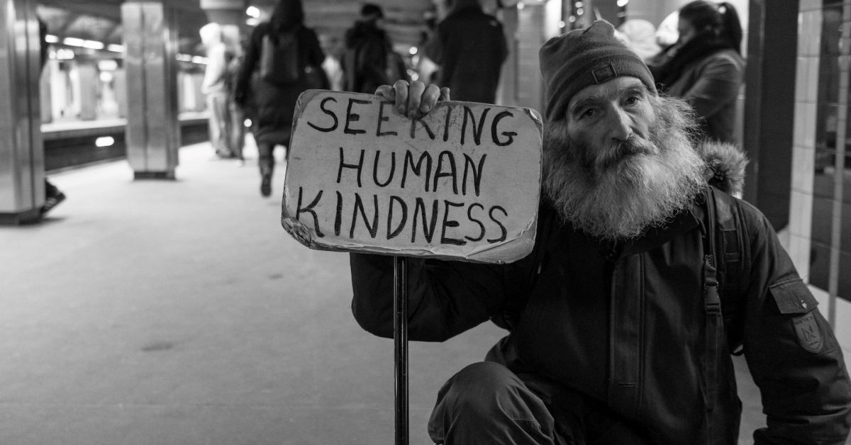 God's image and homeless man