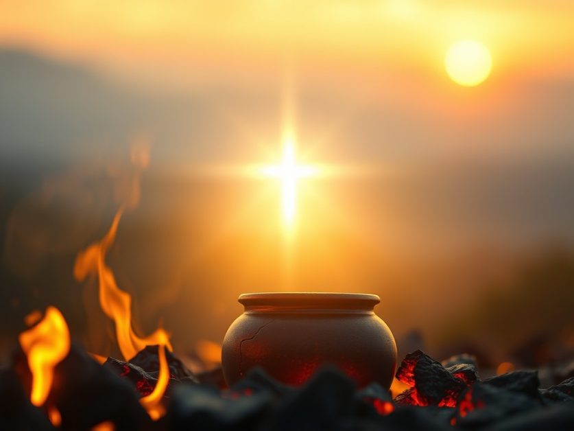 Coals and a cracked vessel